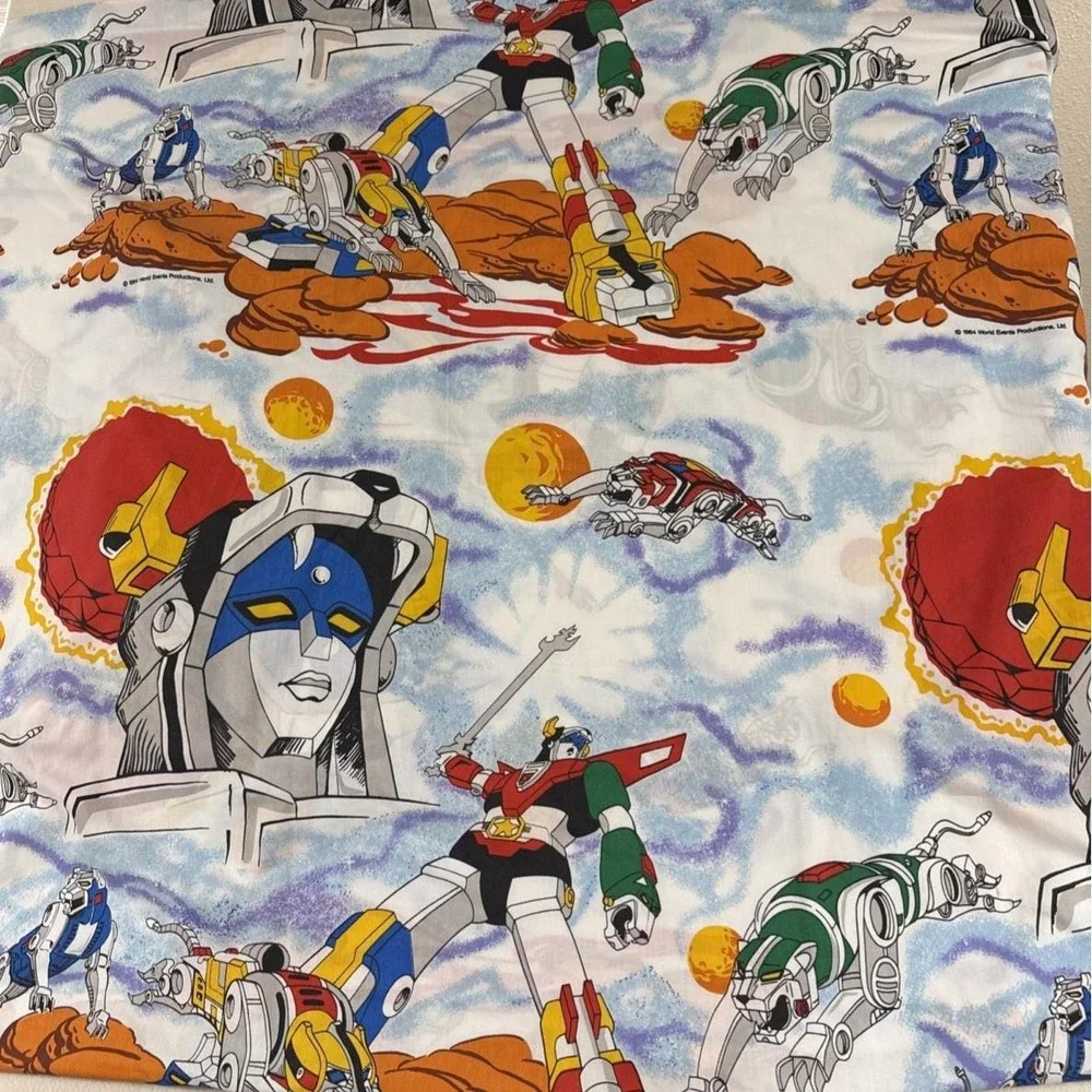 Vtg 1984 Voltron Defender Of The Universe Twin Sheets 2 Piece Set No Pillowcase